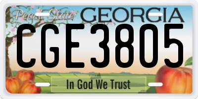 GA license plate CGE3805