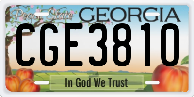 GA license plate CGE3810