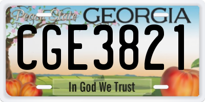 GA license plate CGE3821