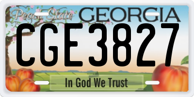 GA license plate CGE3827