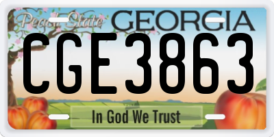 GA license plate CGE3863