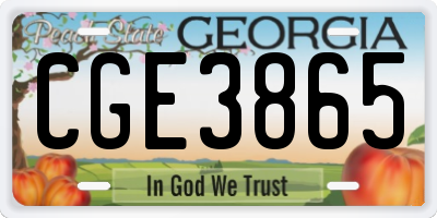 GA license plate CGE3865