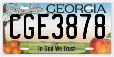 GA license plate CGE3878