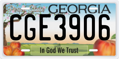 GA license plate CGE3906