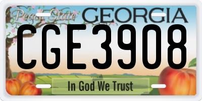 GA license plate CGE3908
