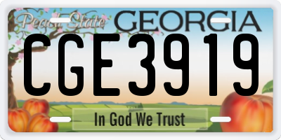 GA license plate CGE3919