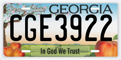GA license plate CGE3922