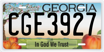GA license plate CGE3927