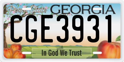 GA license plate CGE3931