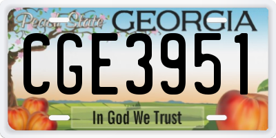 GA license plate CGE3951