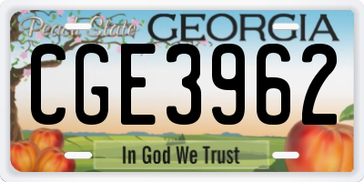 GA license plate CGE3962