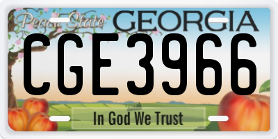 GA license plate CGE3966