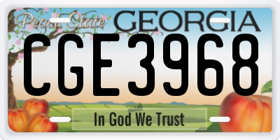 GA license plate CGE3968