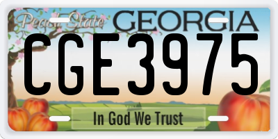GA license plate CGE3975
