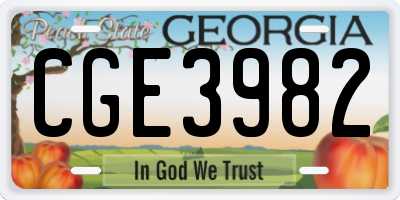 GA license plate CGE3982