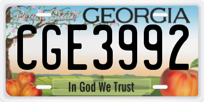 GA license plate CGE3992