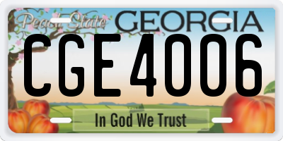 GA license plate CGE4006