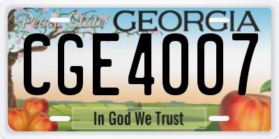 GA license plate CGE4007