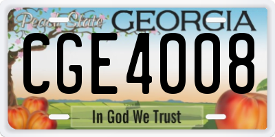 GA license plate CGE4008