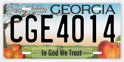 GA license plate CGE4014