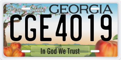 GA license plate CGE4019