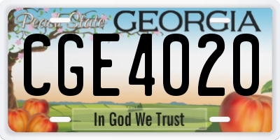GA license plate CGE4020