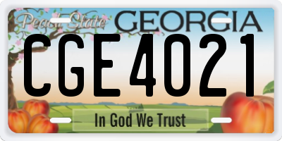 GA license plate CGE4021