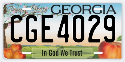 GA license plate CGE4029