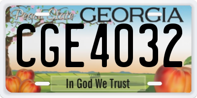 GA license plate CGE4032