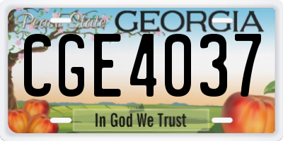 GA license plate CGE4037