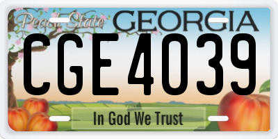 GA license plate CGE4039