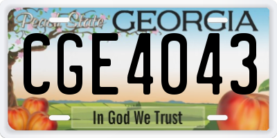 GA license plate CGE4043