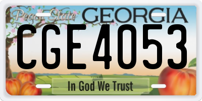 GA license plate CGE4053