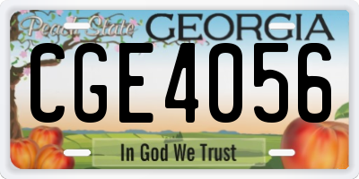 GA license plate CGE4056