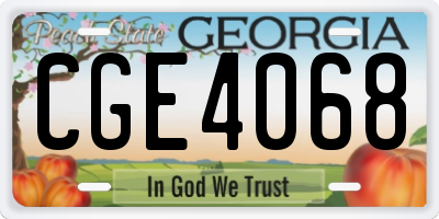 GA license plate CGE4068