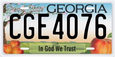 GA license plate CGE4076