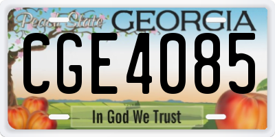 GA license plate CGE4085