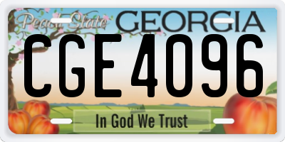 GA license plate CGE4096