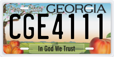 GA license plate CGE4111