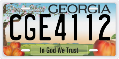 GA license plate CGE4112