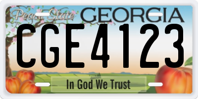 GA license plate CGE4123