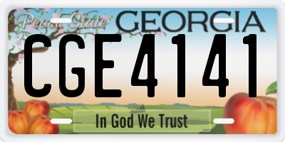 GA license plate CGE4141