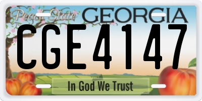 GA license plate CGE4147