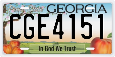 GA license plate CGE4151
