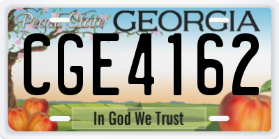 GA license plate CGE4162