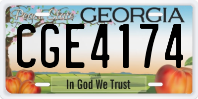 GA license plate CGE4174