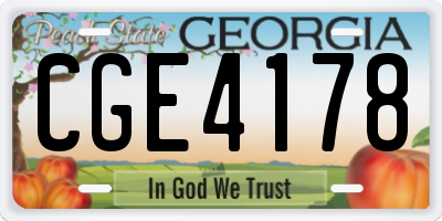 GA license plate CGE4178