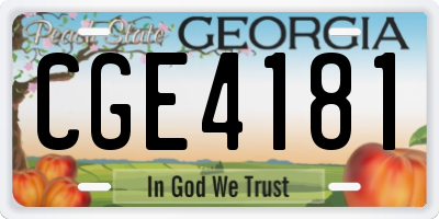 GA license plate CGE4181