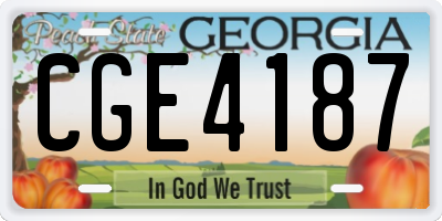 GA license plate CGE4187