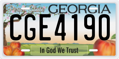 GA license plate CGE4190